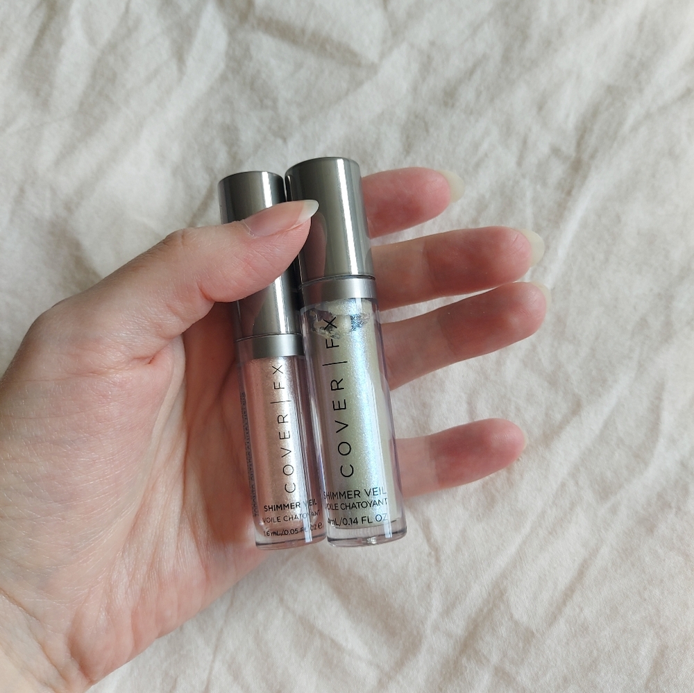 Rare COVER FX Shimmer Veil full size in Halo and mini in Celestial